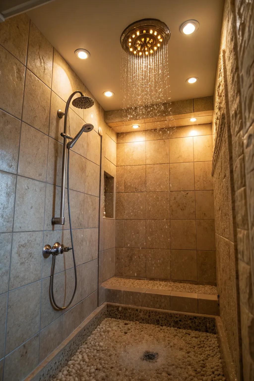 Recessed illumination infuses warmth and radiance into compact spaces.