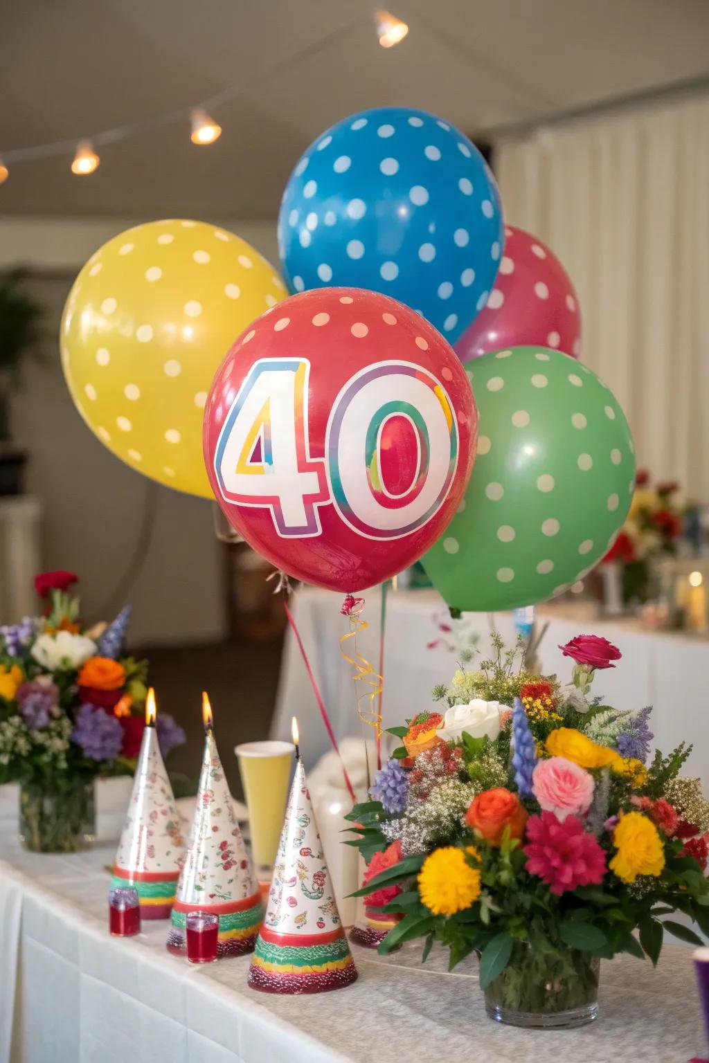 A vivacious, exuberant balloon-themed centerpiece.
