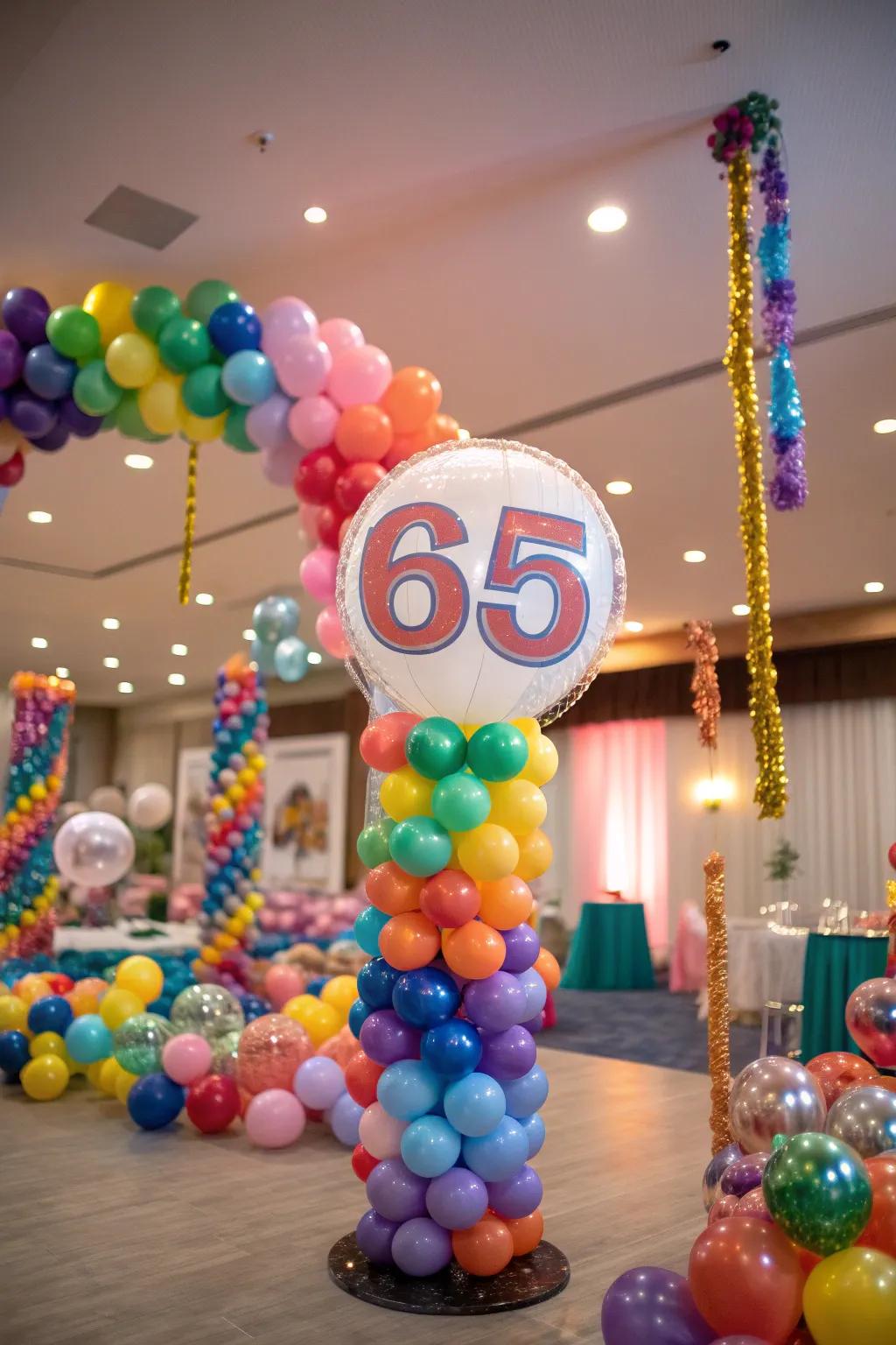 A vibrant balloon wonderland suitable for a celebratory festivity.