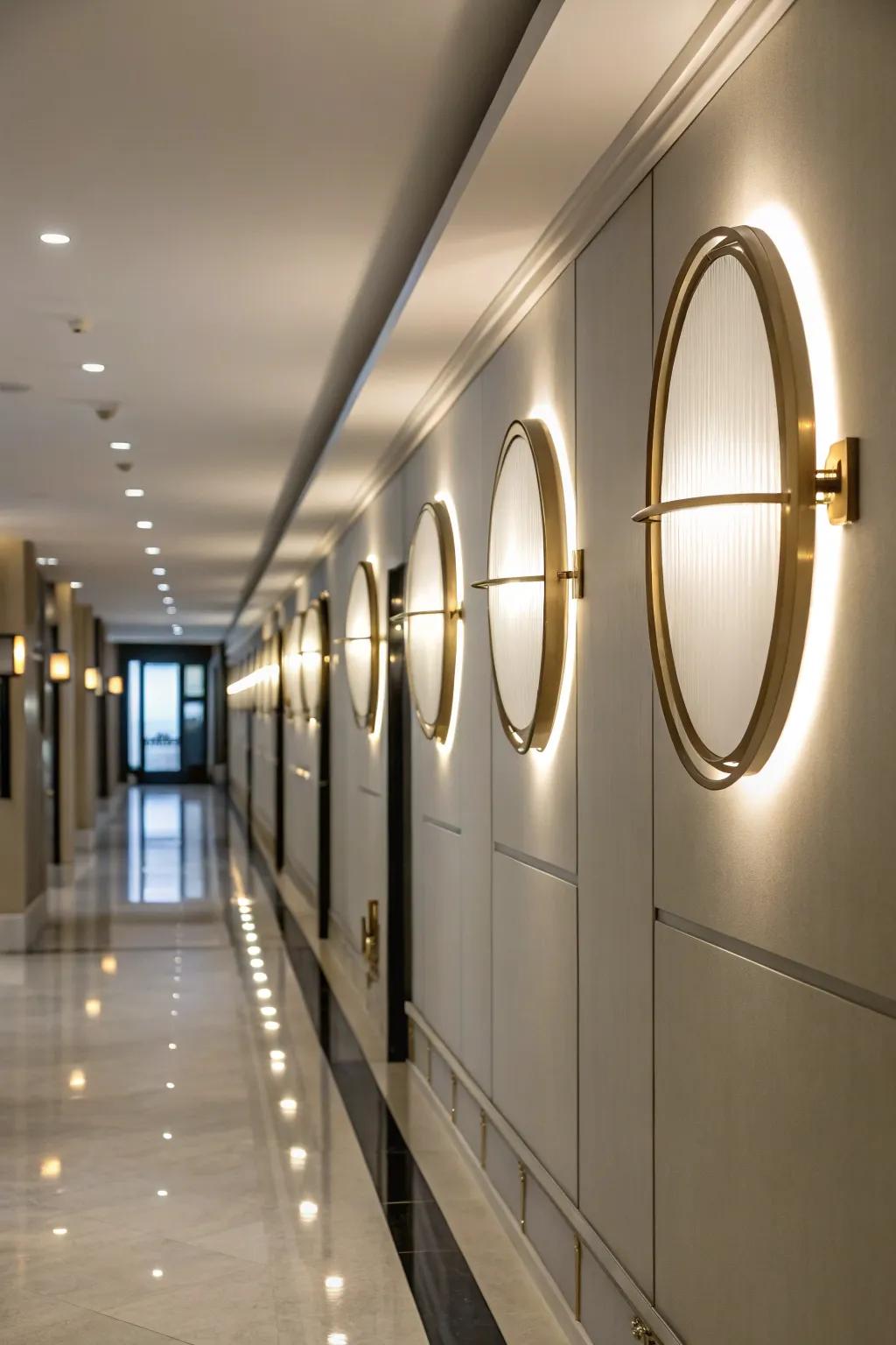 Circular wall lights add a modern twist to any space.