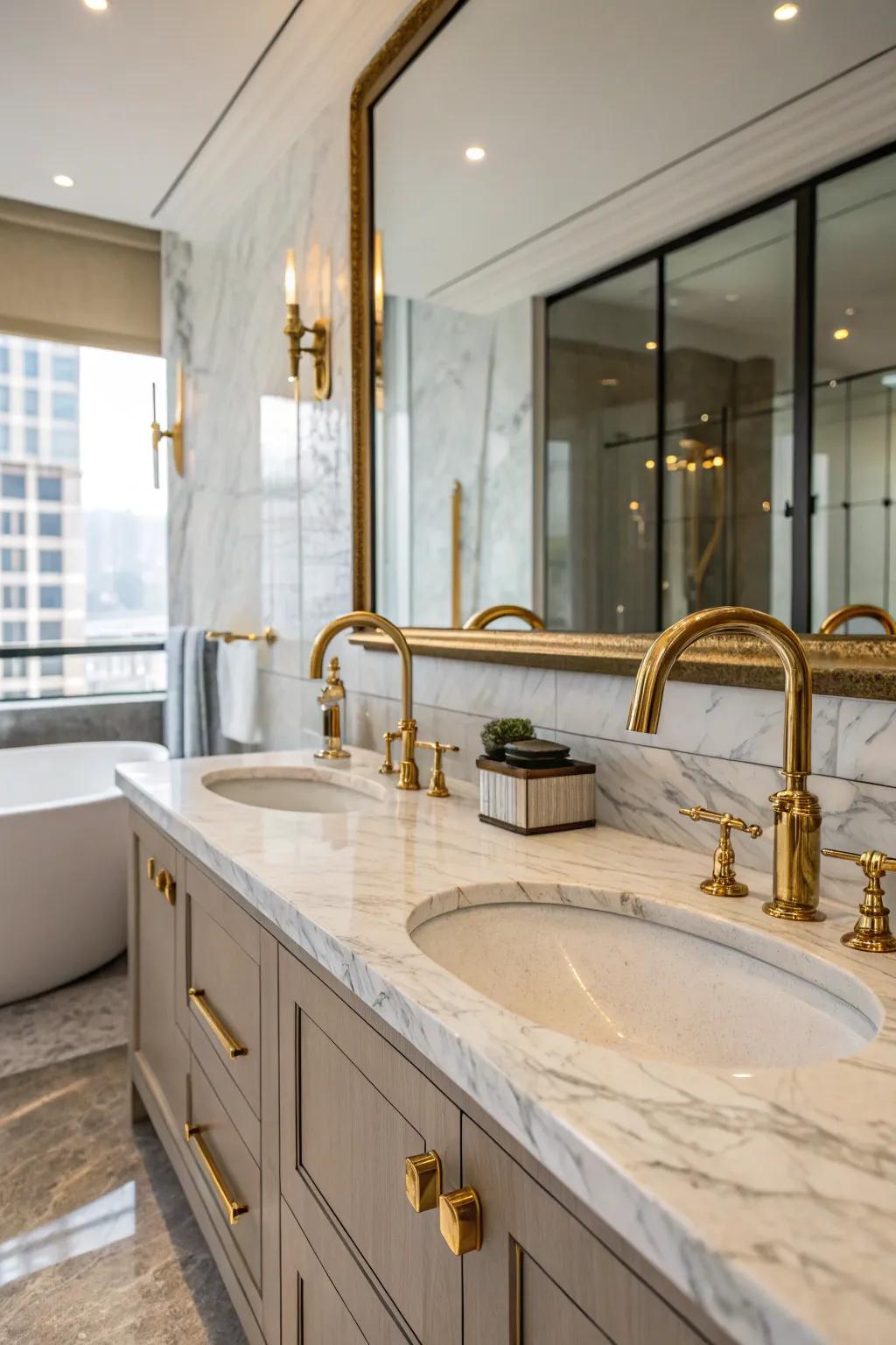 Luxury materials like marble add timeless elegance.