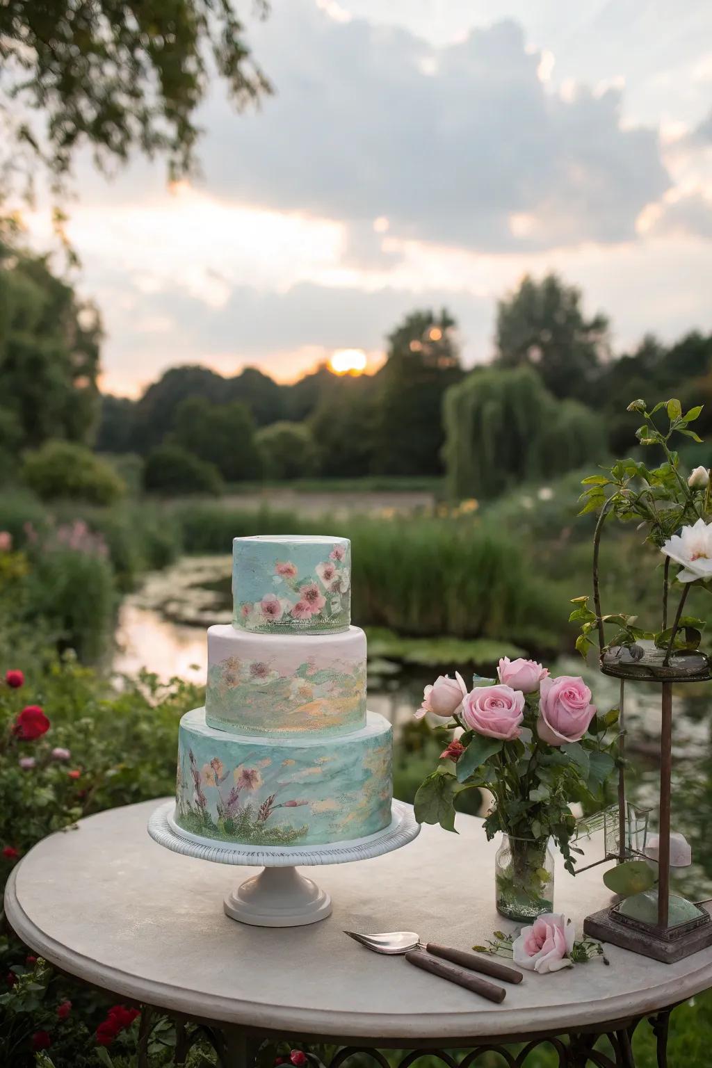 Monet's Water Lilies cake infuses your celebration with grace and calm.