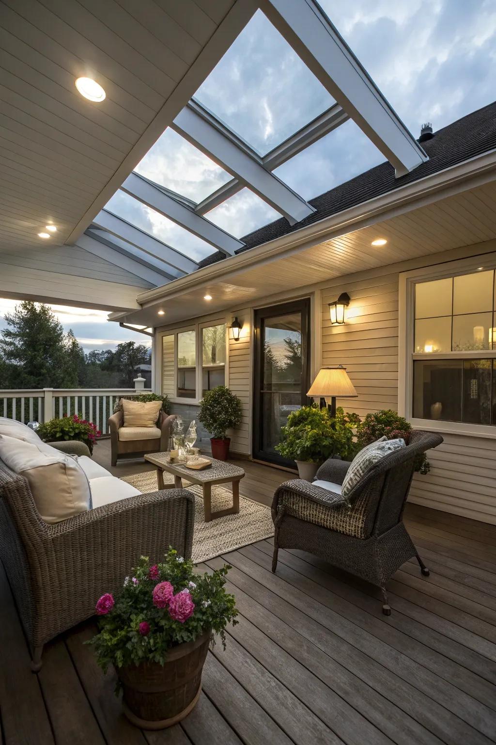Atrium lights flood your sheltered patio with abundant sunlight.