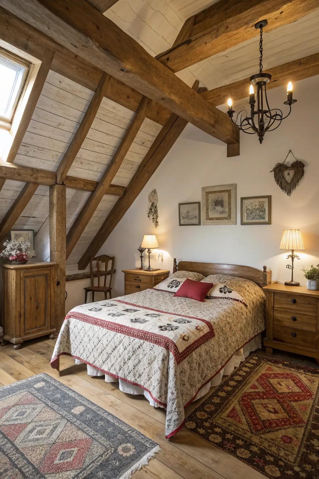 Rustic touches add warmth and character to your attic.