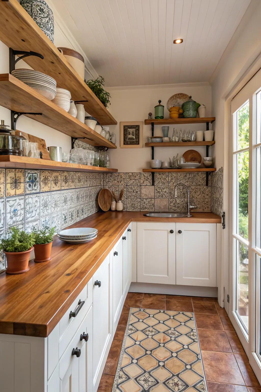 Practical and charming display space in your cooking area.