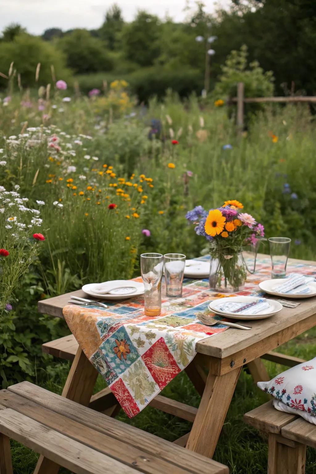 An attractive outdoor dining setup adds appeal to dining under the stars.