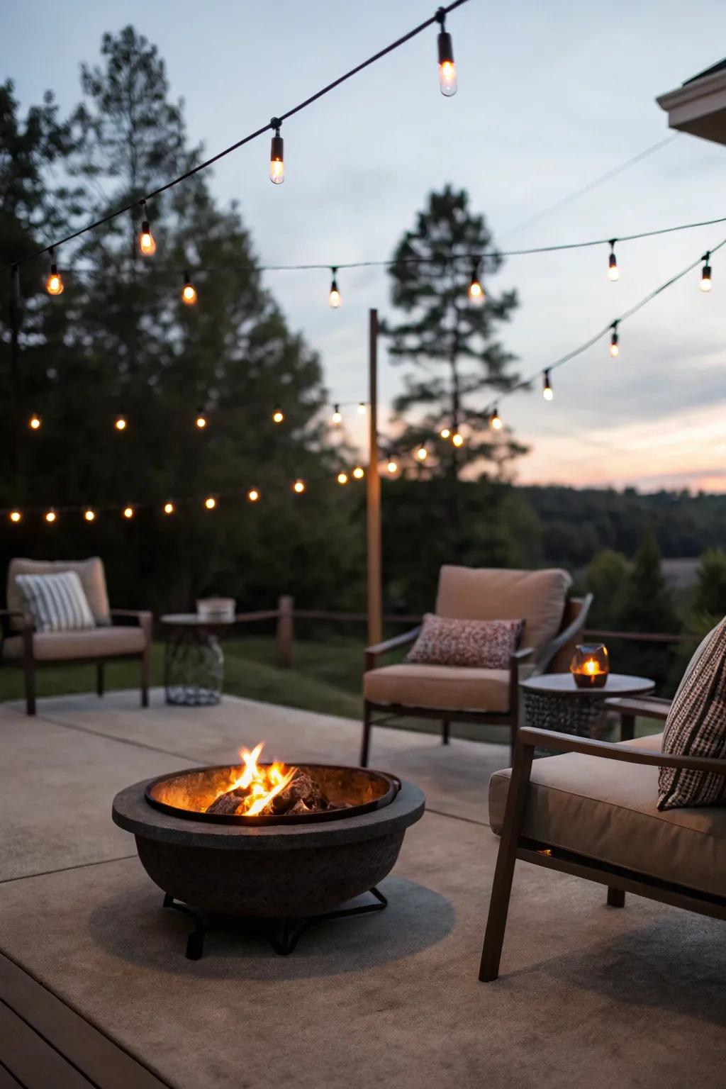 Fire features offer an inviting addition to any patio setting.