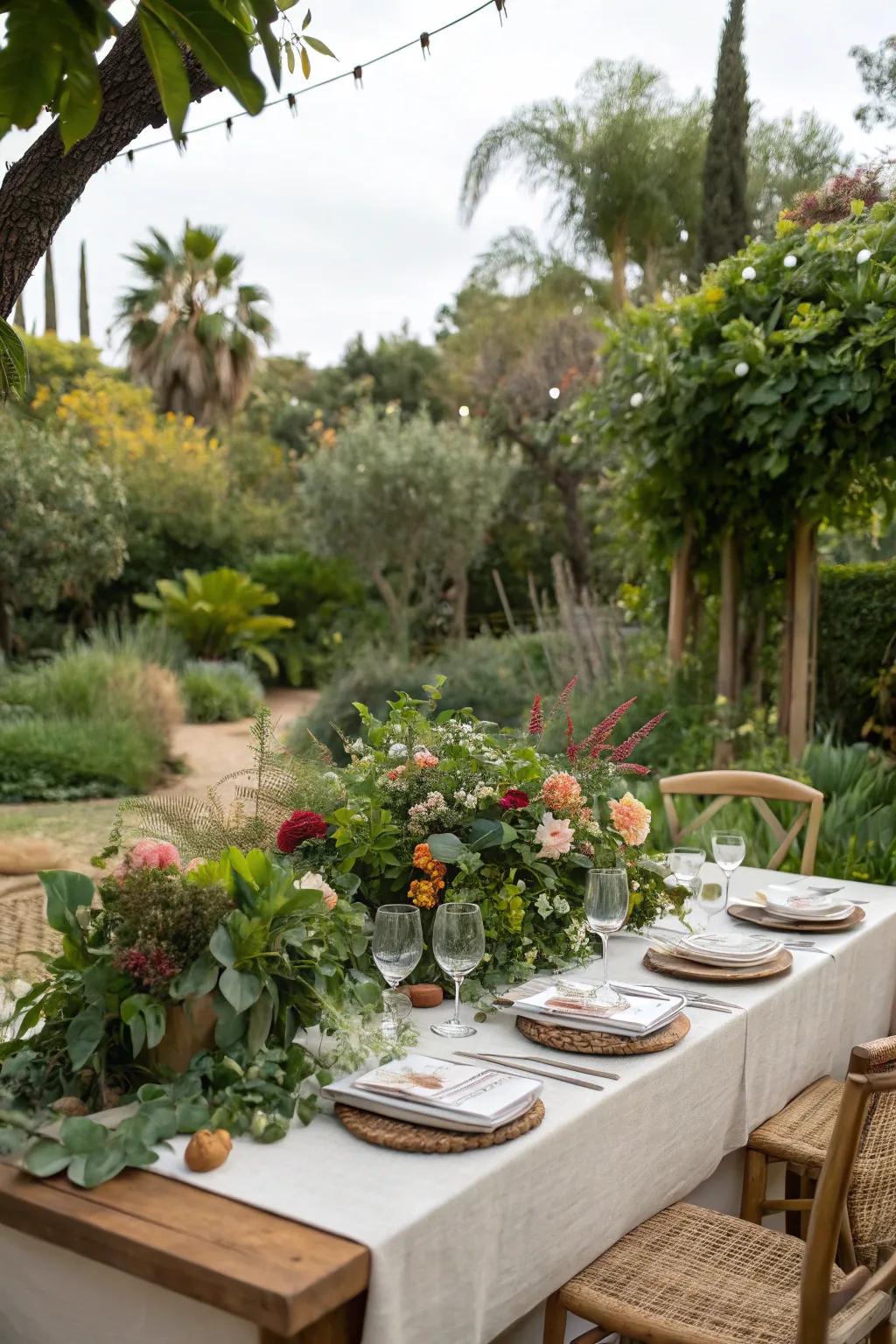 Floral compositions mirror the innate beauty of the adjacent garden.