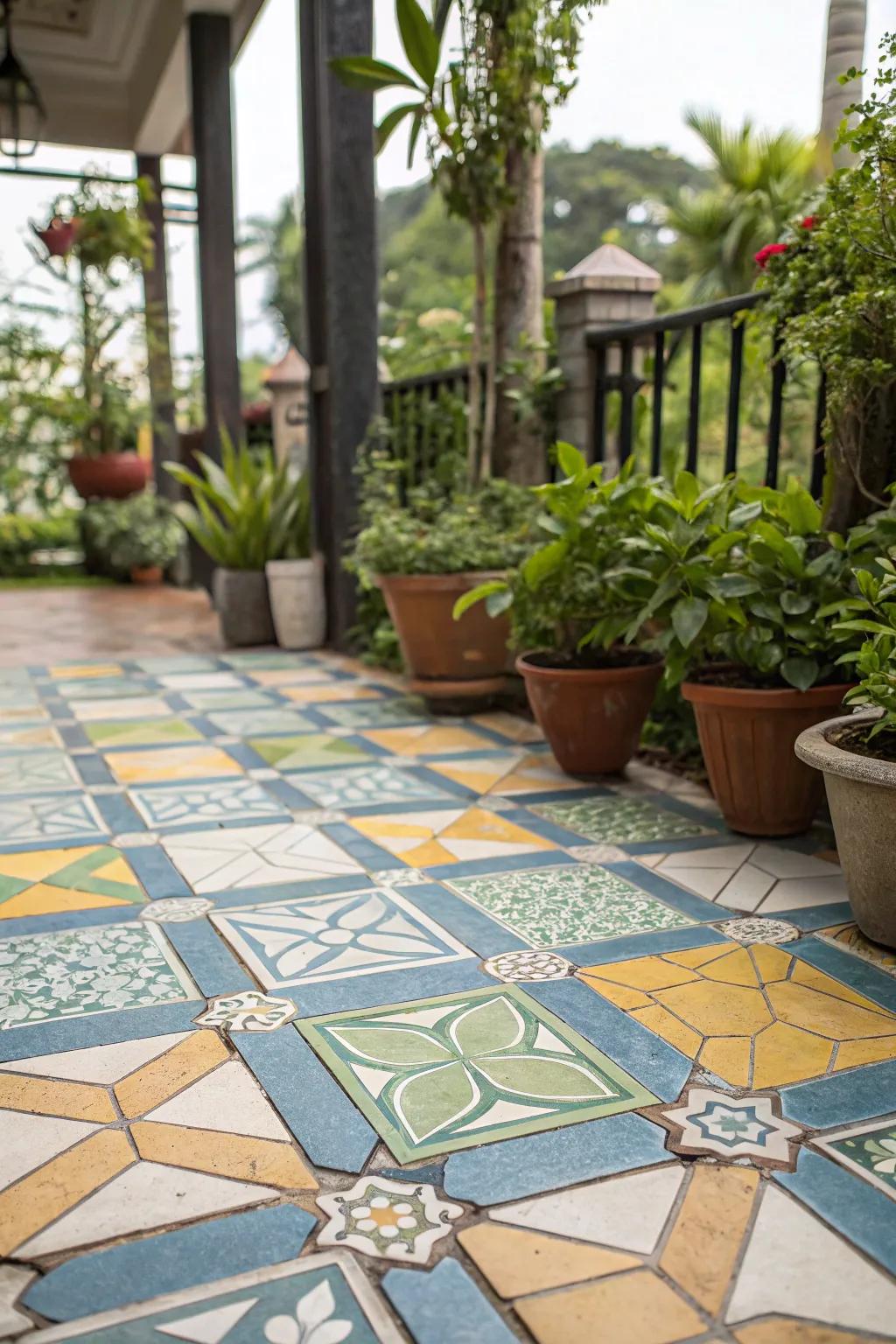 Interlocking squares provide adaptable design selections for your patio.