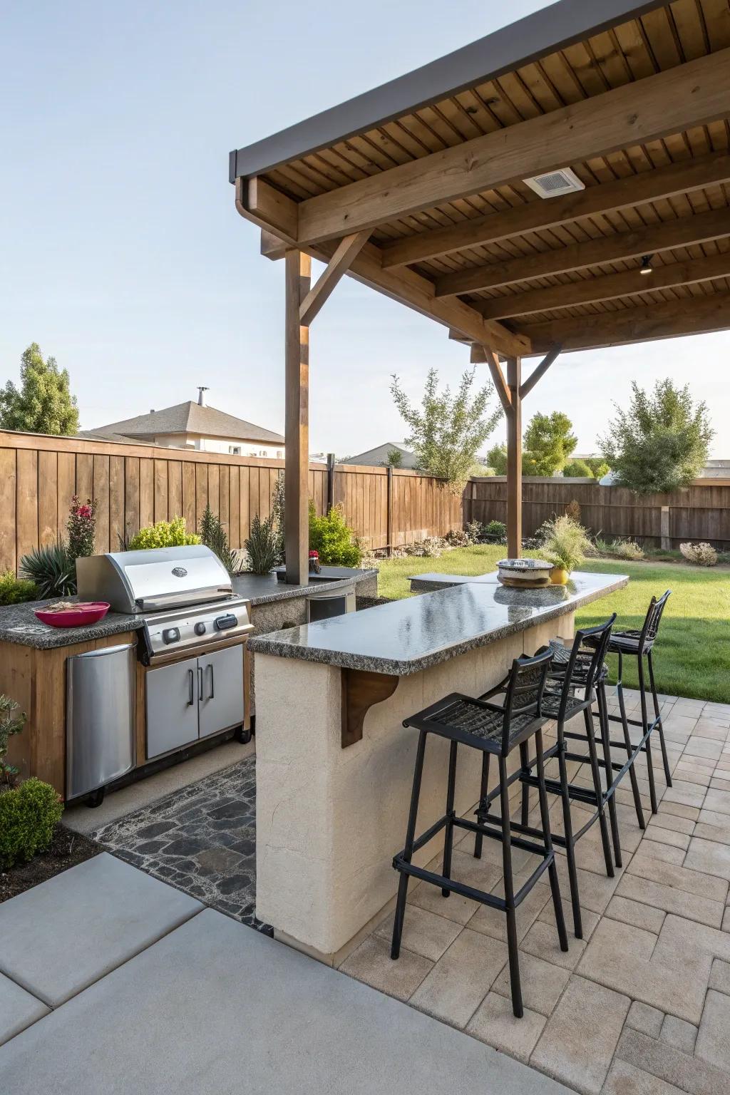 An al fresco culinary oasis marries ease with festivity on your patio.