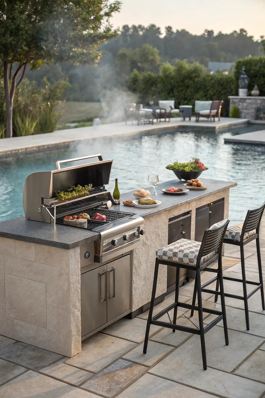 Transform your social gatherings using a fully equipped outdoor culinary space.