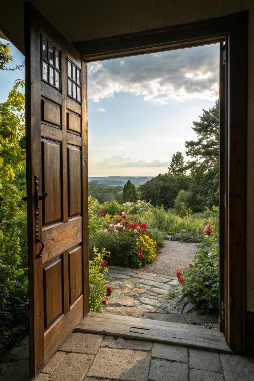 A walkout basement door beautifully integrates indoor and outdoor areas.