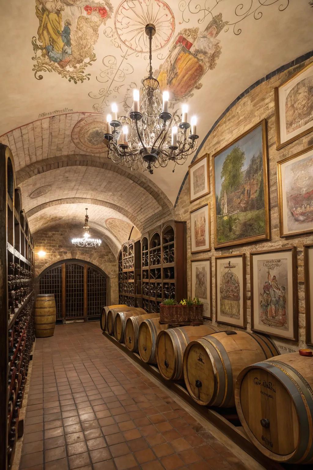 Decorative elements add personal flair to your wine cellar.