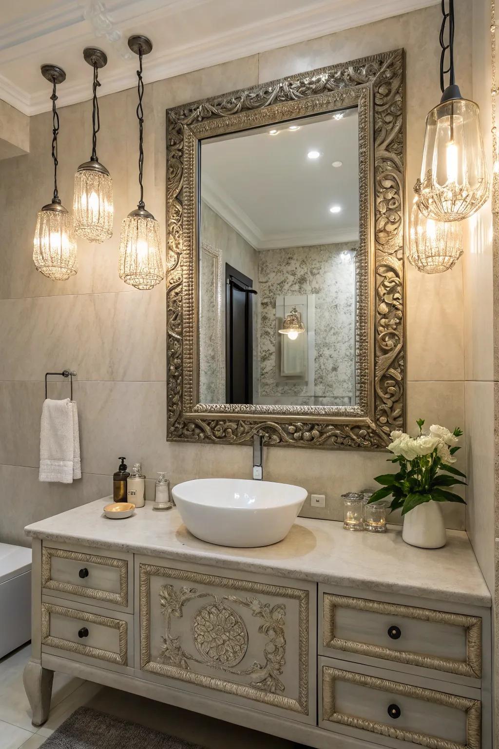 Reflections and fittings can amplify the accent wall.