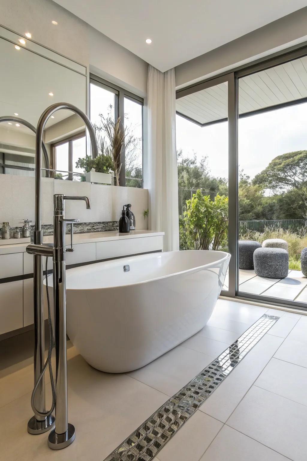 Modern hardware brings a contemporary touch to classic bathtub designs.