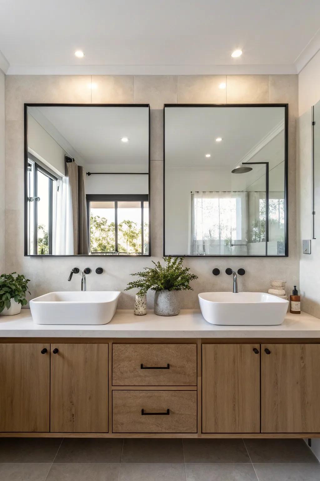 Frameless mirrors provide a clean and modern look, enhancing minimalist spaces.