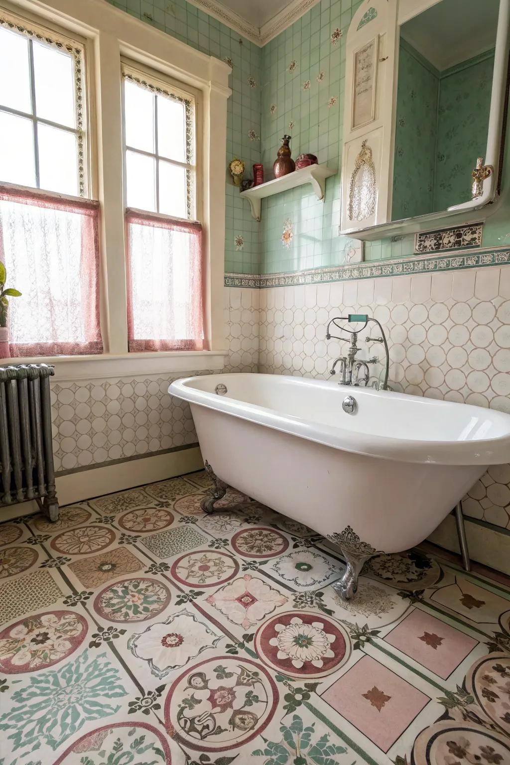 A timeless slipper tub introduces timeless charm to this bathroom.