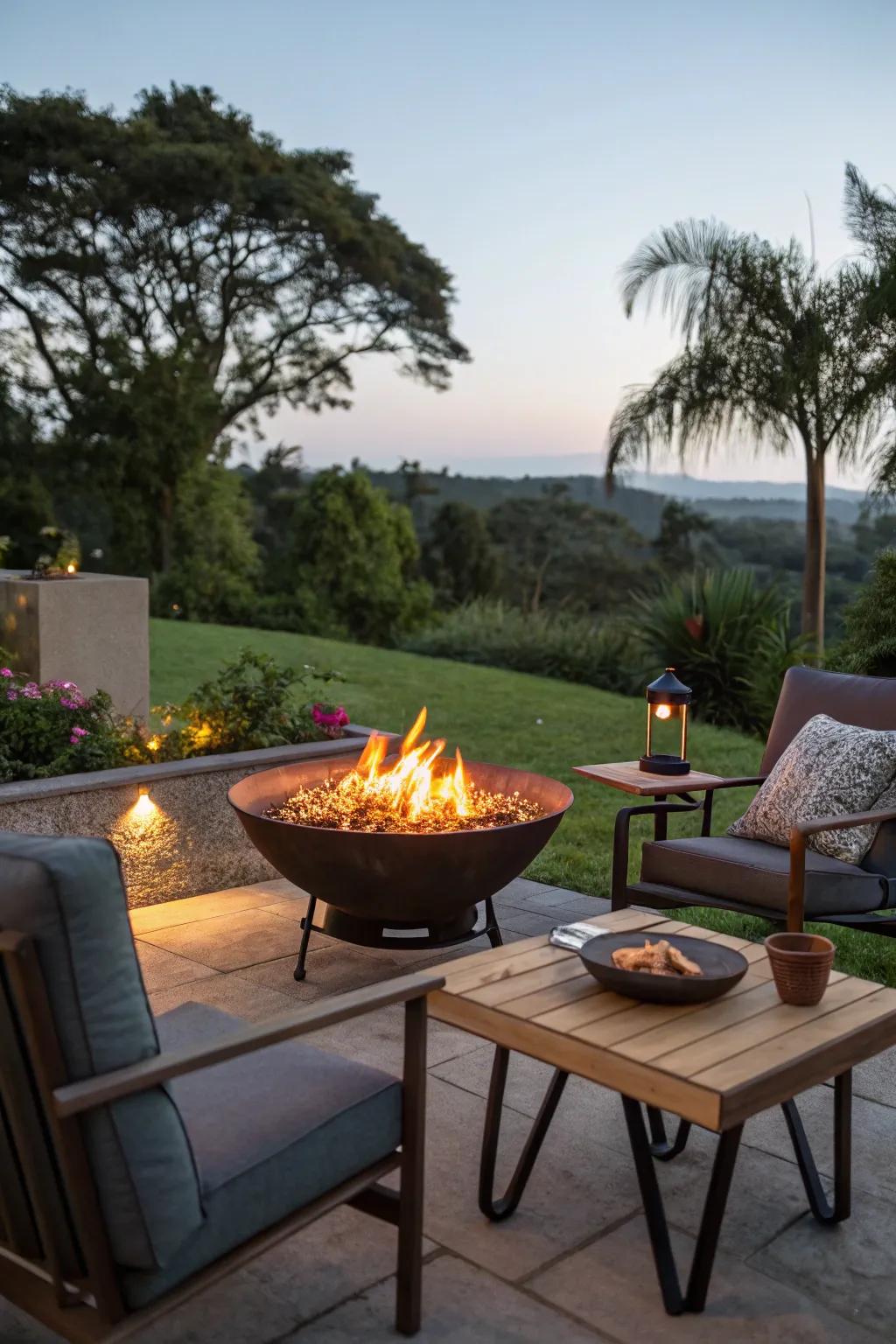 Enjoy both warmth and cooking flexibility with a fire pit.