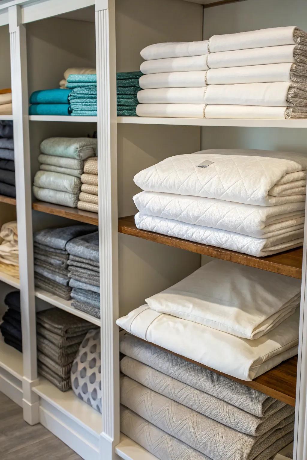 Customizable shelving units offer versatile storage options.