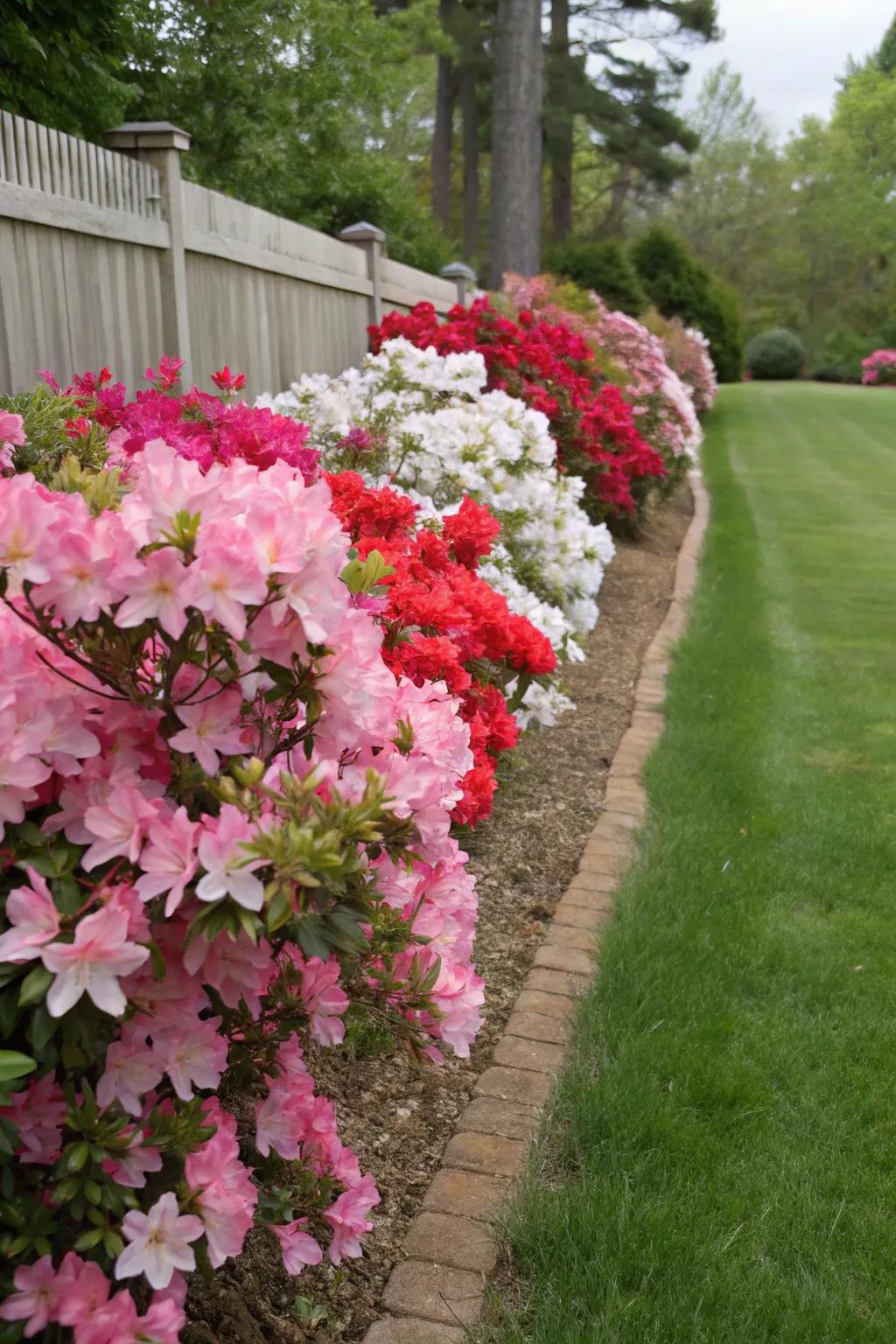 Azaleas contribute a polished and animated charm to the front of your dwelling.