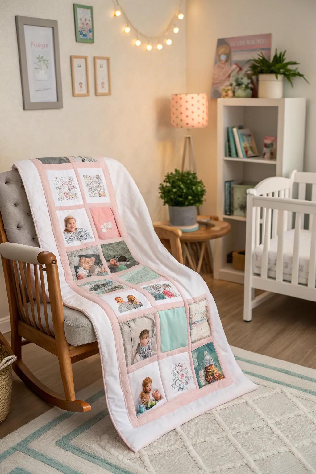 A baby's first year blanket, capturing those fleeting moments.