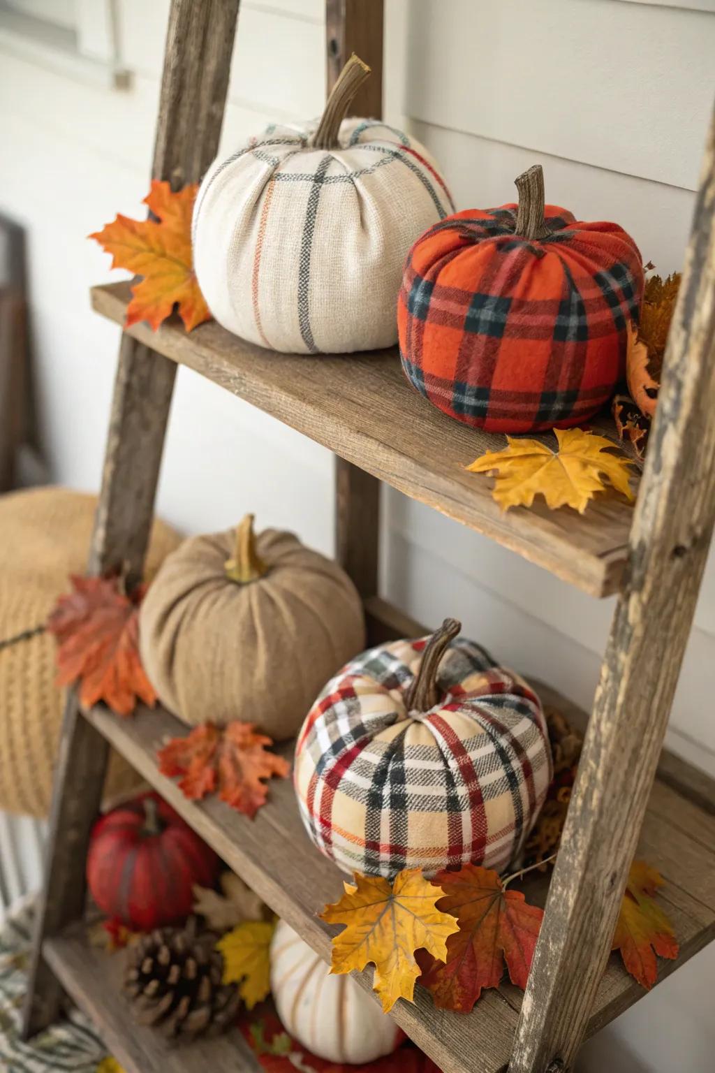 Dress up your pumpkins utilizing snug textile wraps.