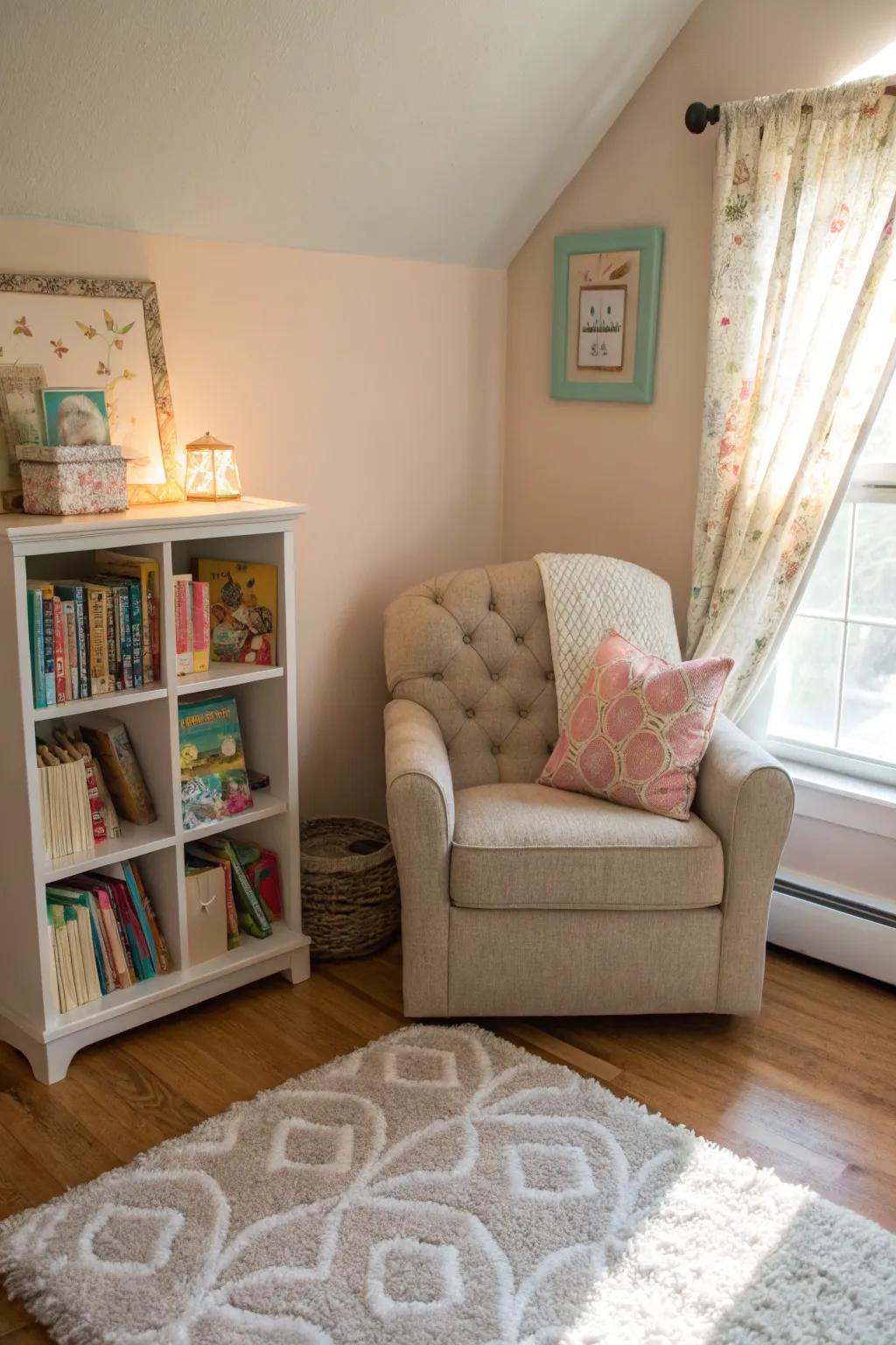 A reading spot that's tailored for tranquil moments and storytelling.