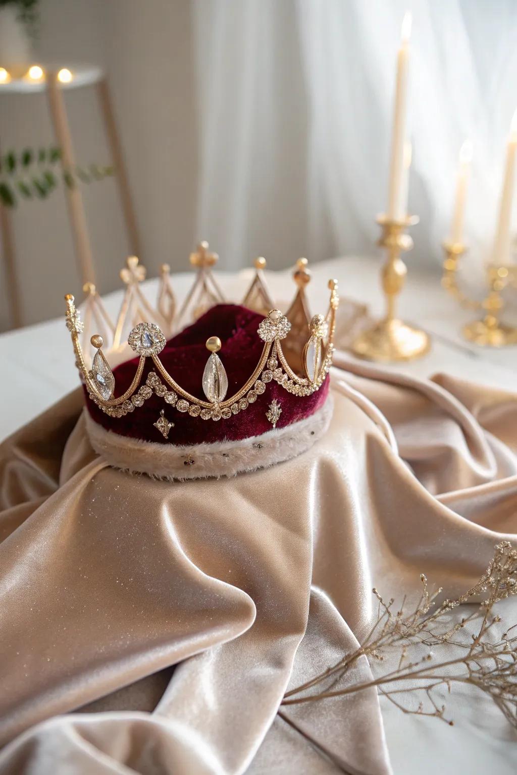A plush and regal velvet birthday tiara