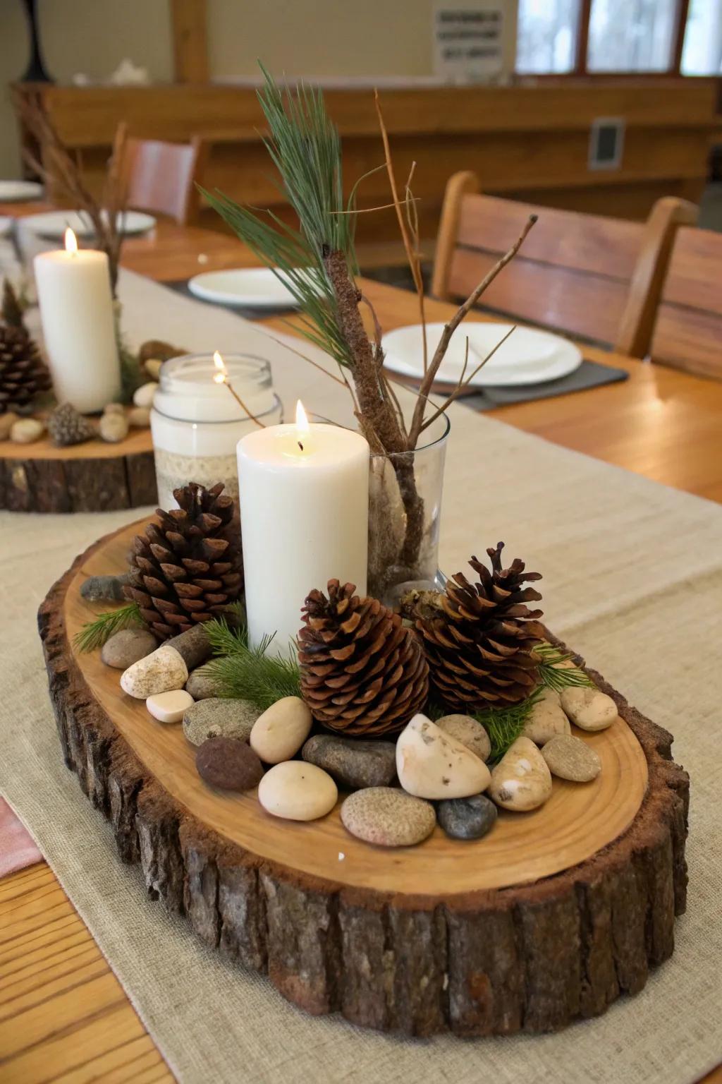 Natural lumber additions contribute warmth and texture to your celebration.