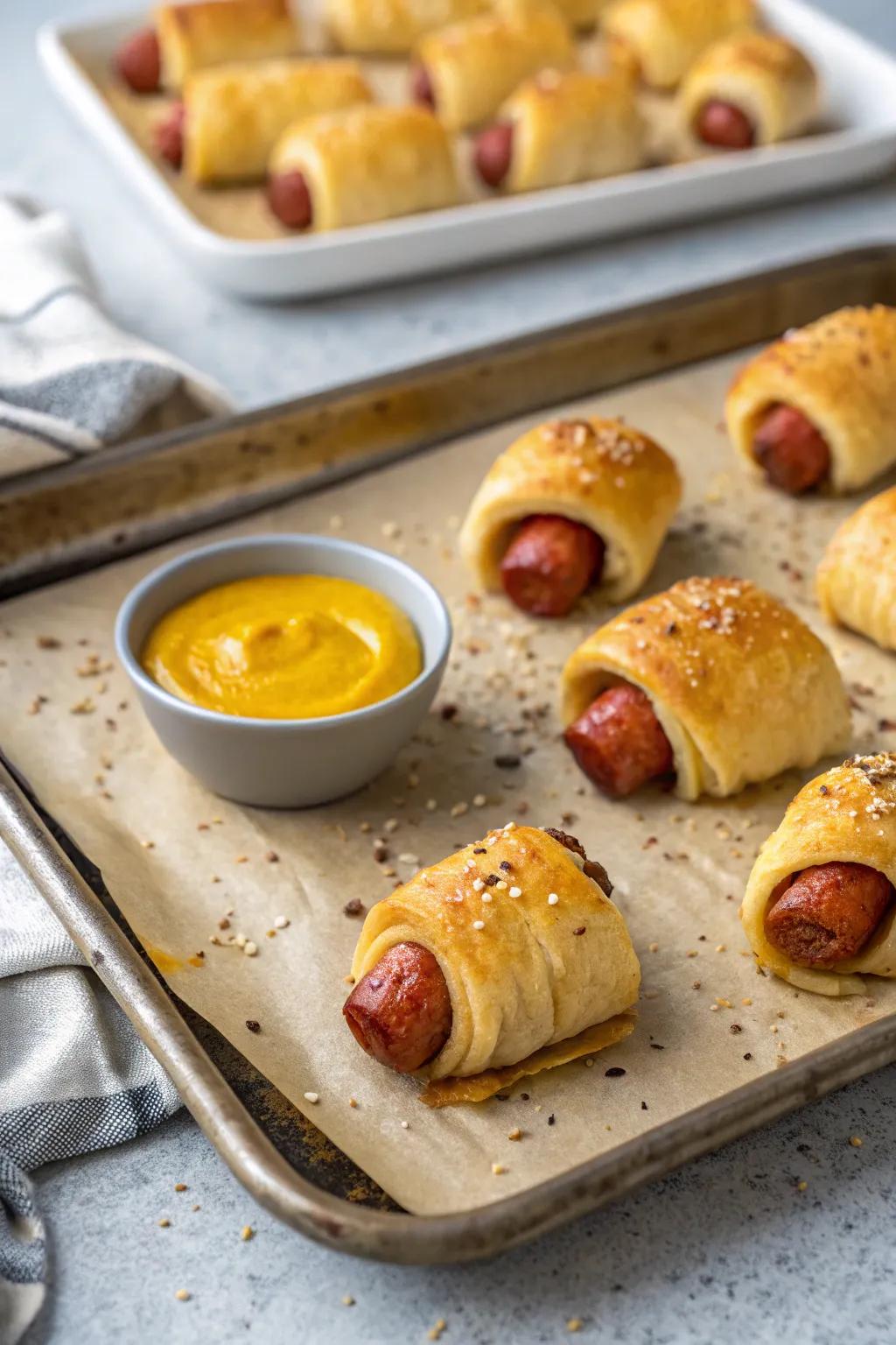 Classic pigs in a blanket, simple yet satisfying.