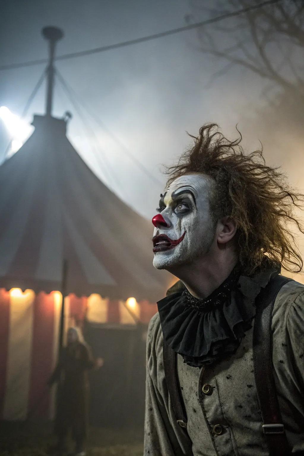 Create a striking balance of whimsy and darkness with a gothic clown ensemble.