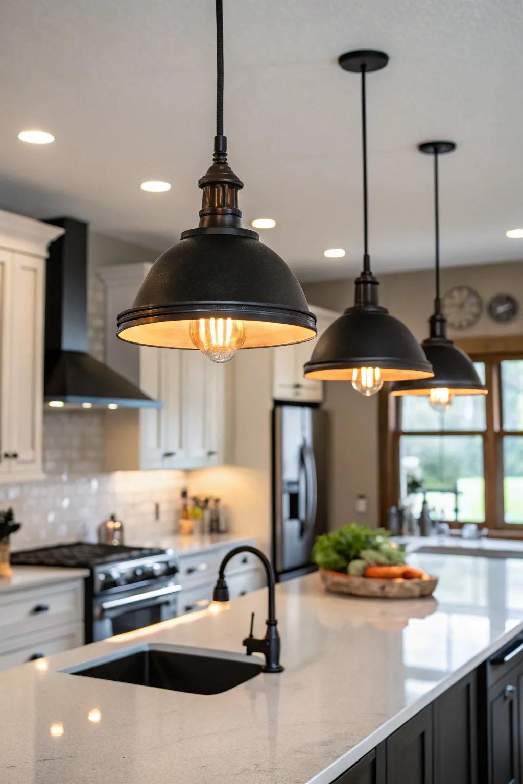 Illuminate your kitchen island with strategic onyx illumination.
