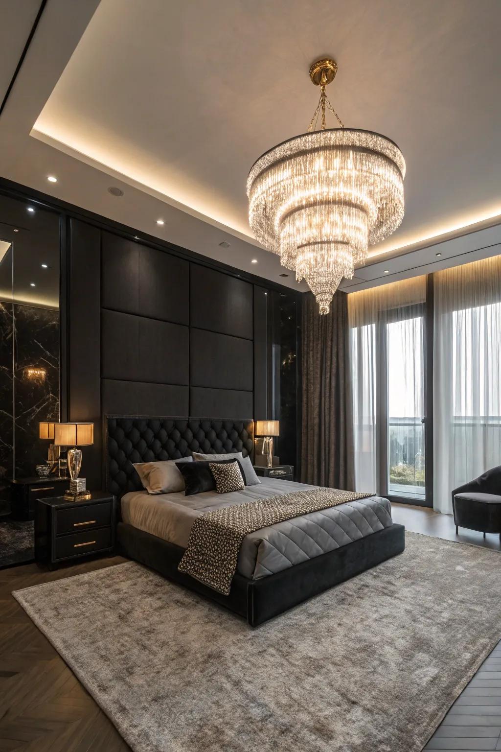 A remarkable chandelier can elevate your bedroom's aesthetic.