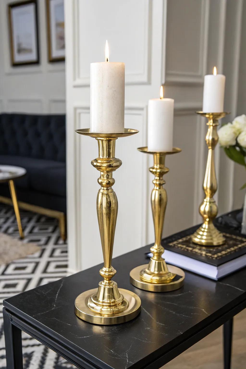 Glimmering candle stages enhance the warmth and elegance.