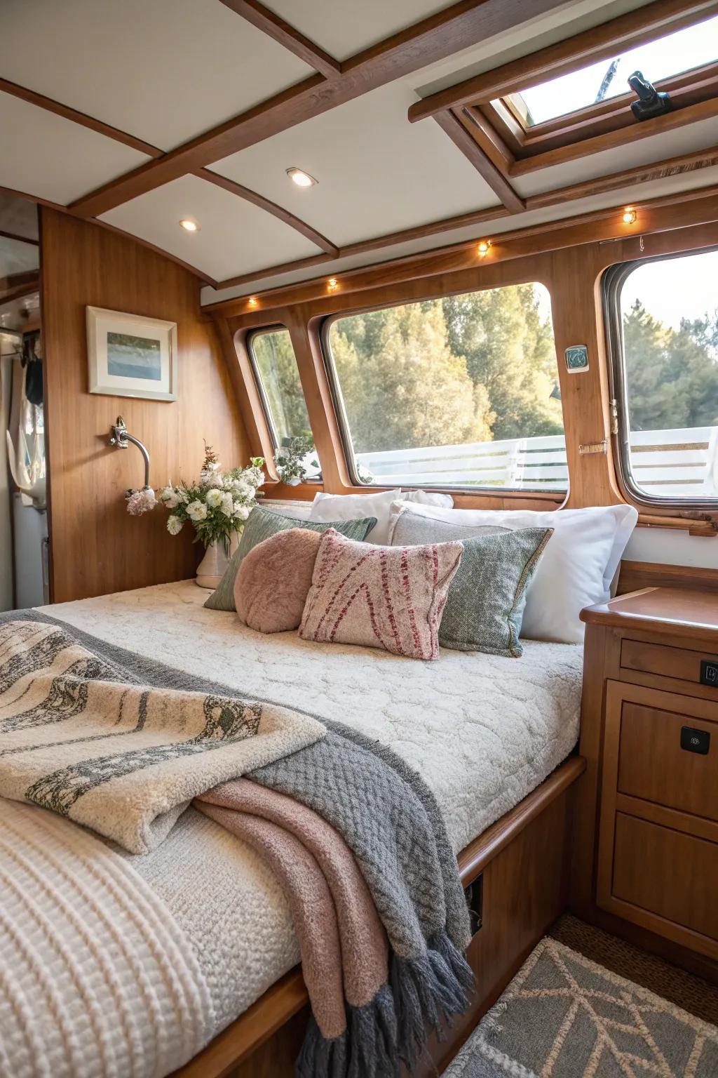 Textured layers bring heat and relaxation to your cabin.