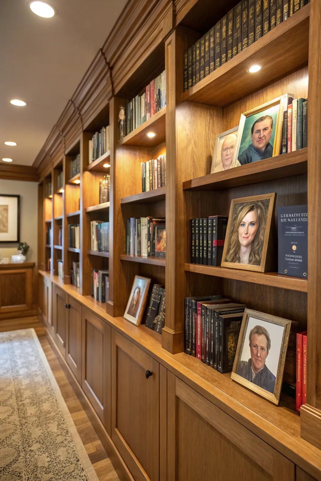 Individual pictures add a personal touch to your book area.