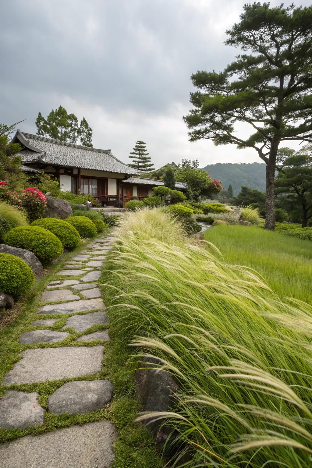 Cascade Grass brings movement and vitality to the garden.