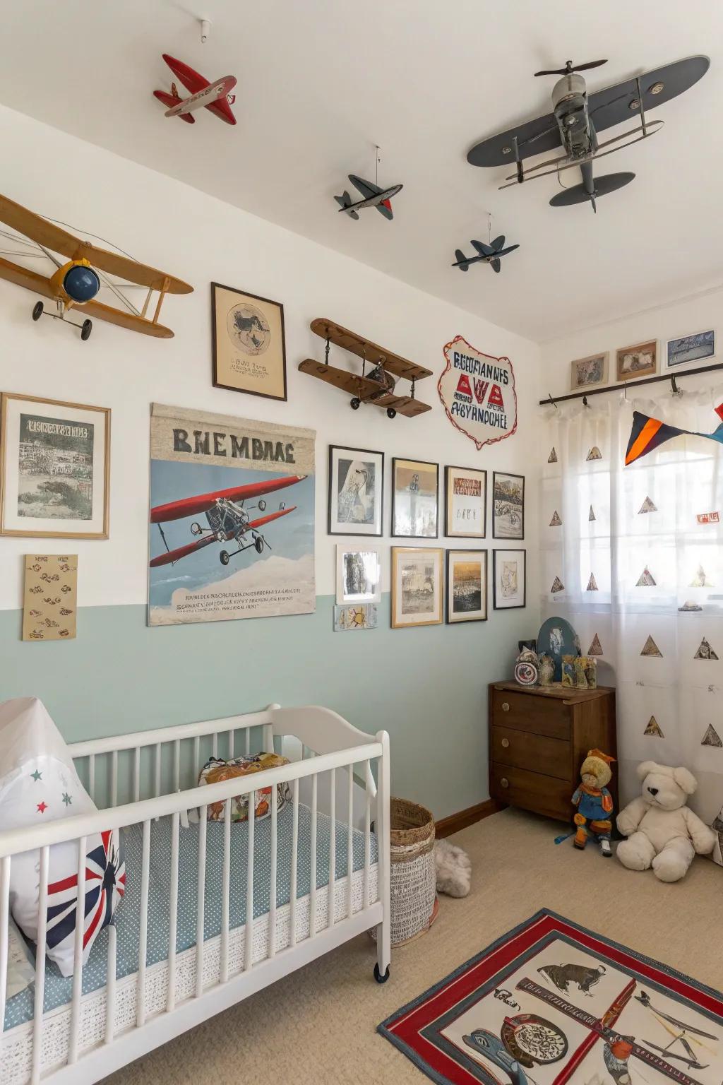 Take flight with a vintage aviation-themed nursery.