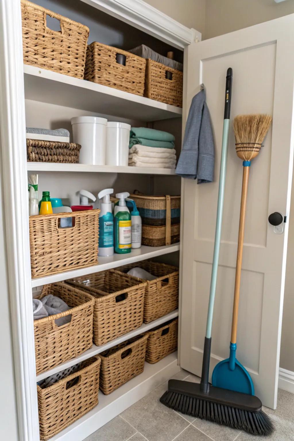 Keep things tidy with stylish baskets.