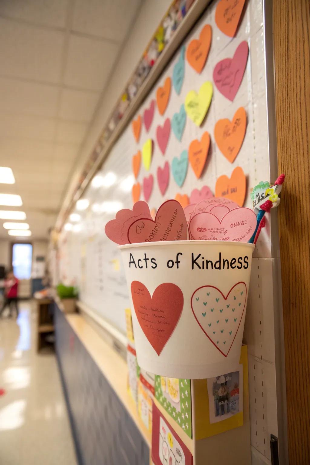 A cup brimming with hearts that embody acts of affection.