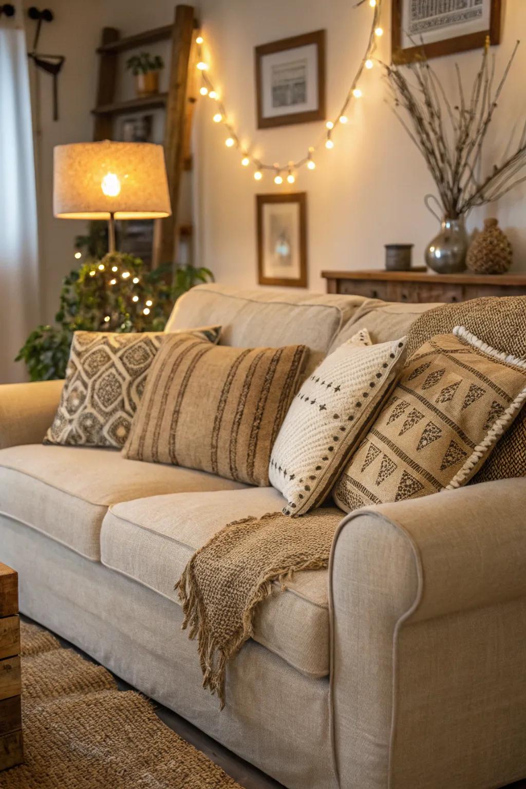 Combine comfort and style with hessian comfort accents.