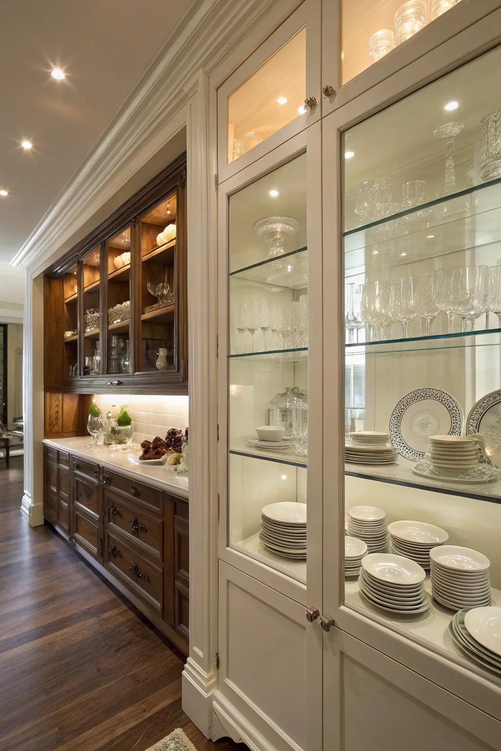 An exquisite service space featuring transparent doors to bring elegance.