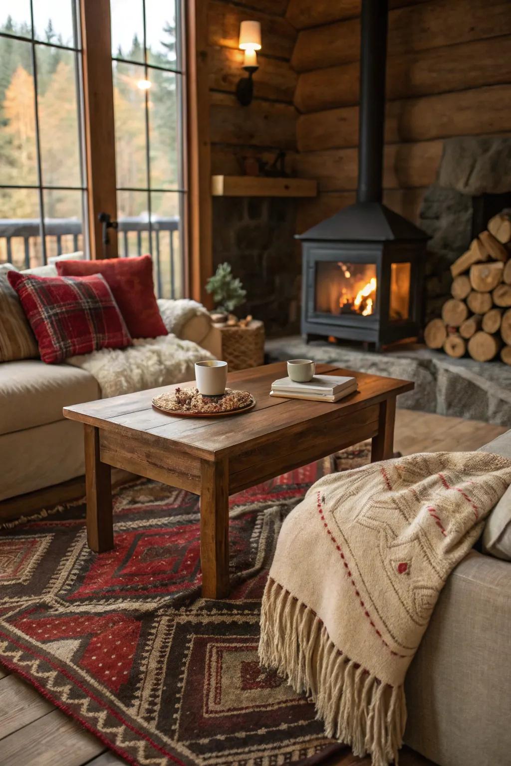 Warm decor elements create inviting spaces.