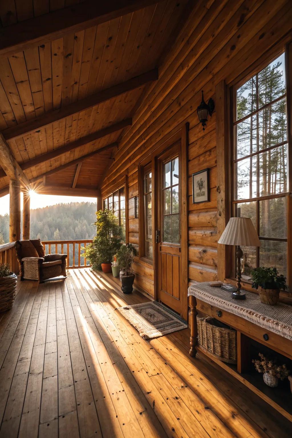 Earthy wood shades create a friendly, inviting environment.
