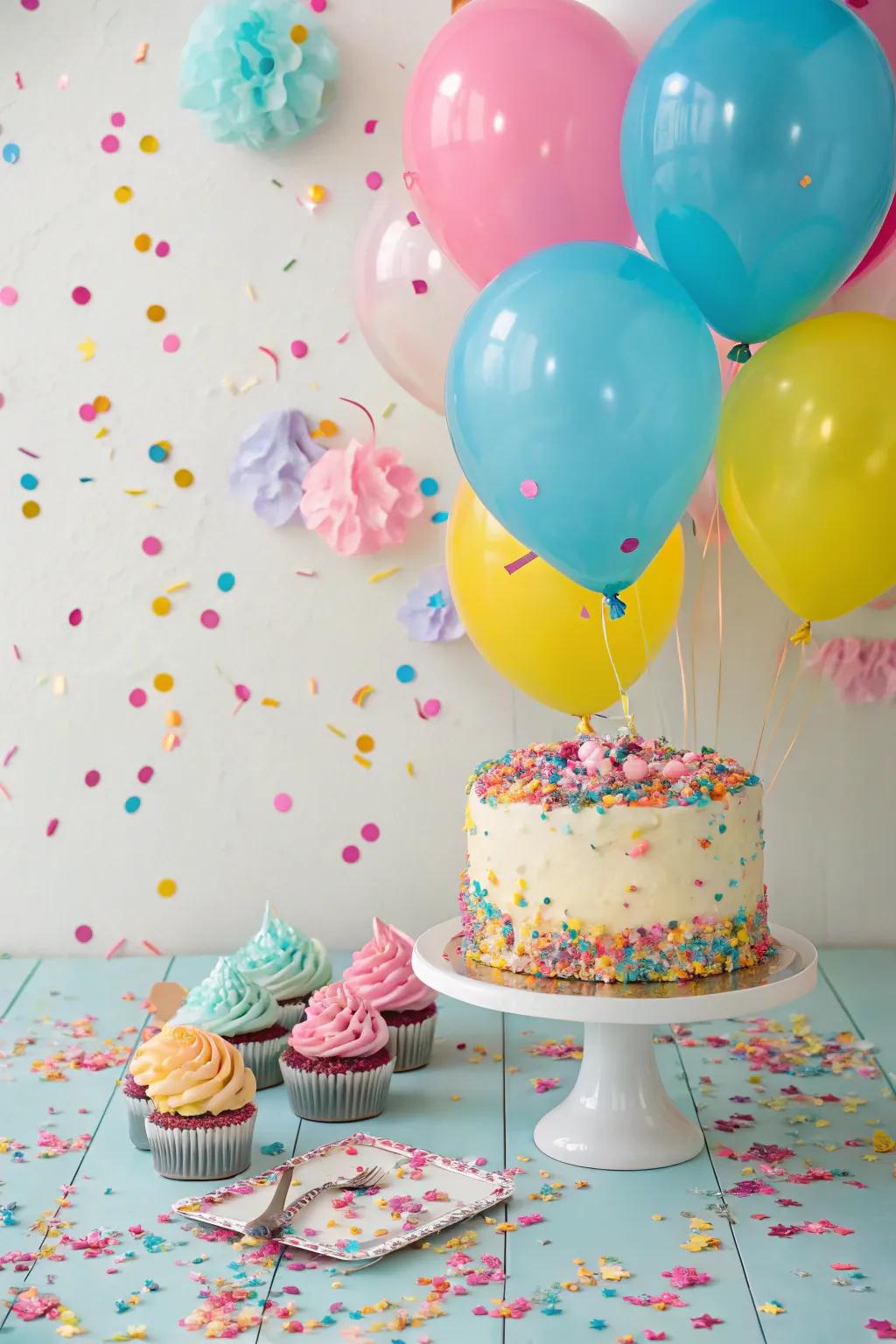 Bursting colors creates a fun and lively atmosphere for a cake smash.