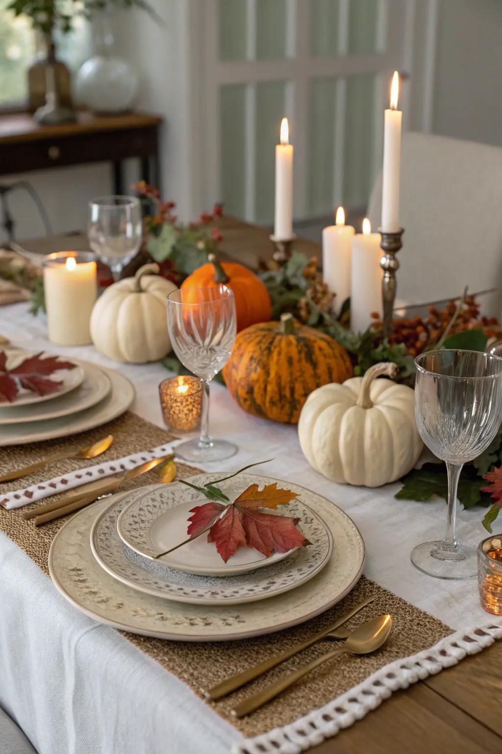 Themed tablescapes come alive with the addition of candles.