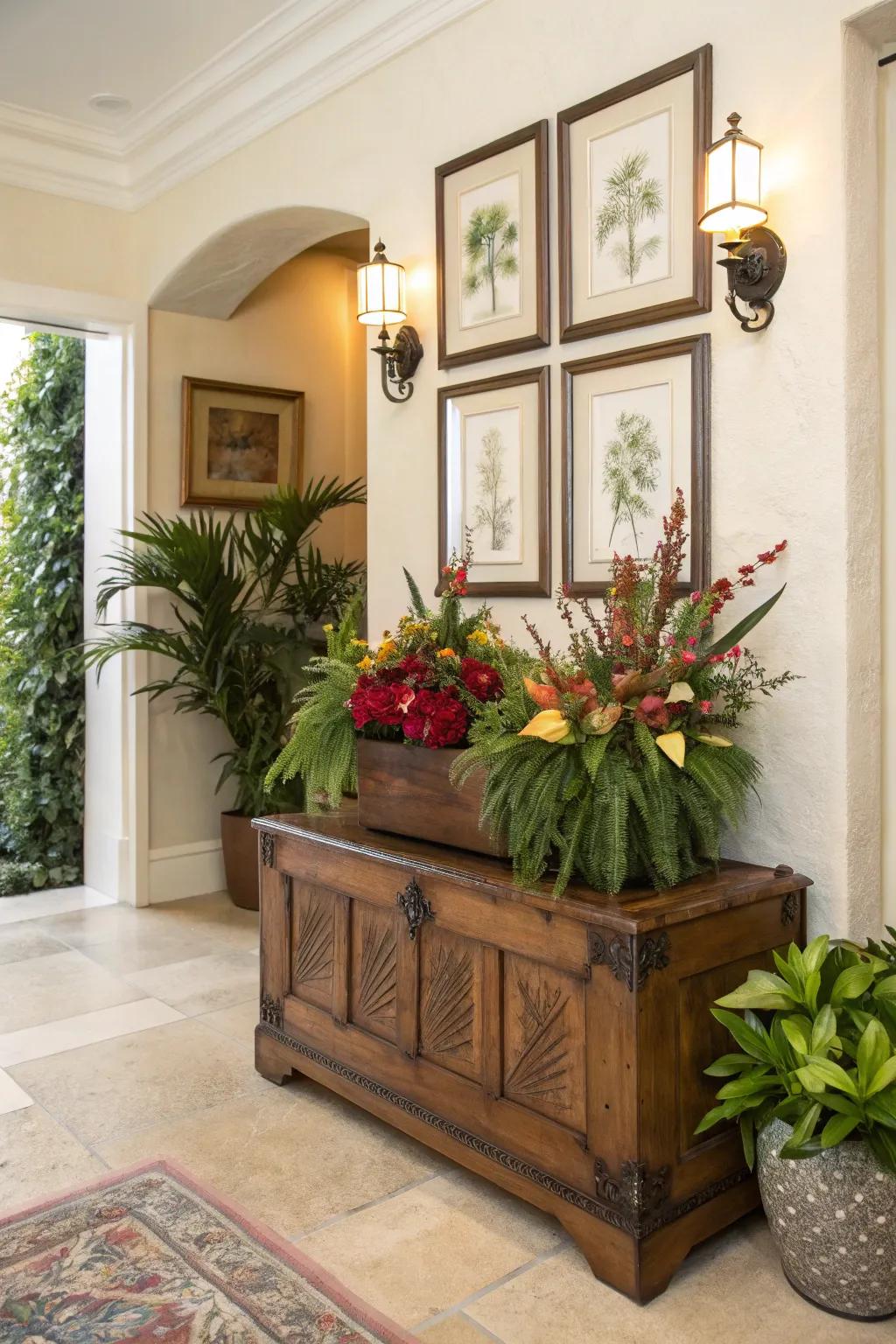 A cedar chest makes a bold and practical statement in your entryway.