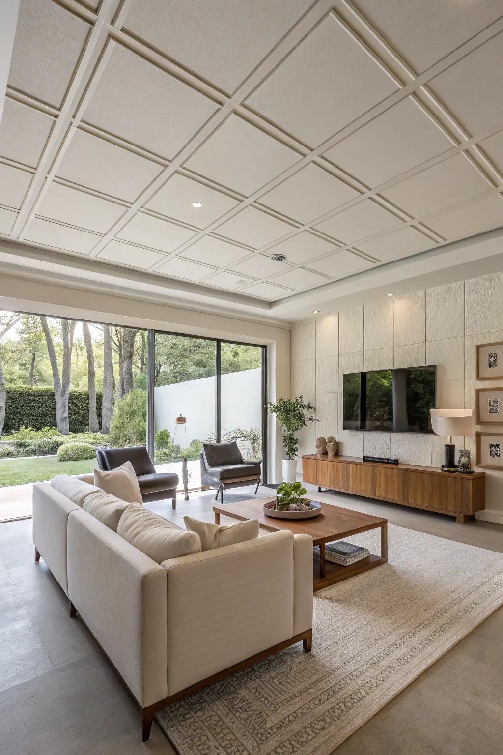 Minimalist ceiling panels for a clean and modern look.