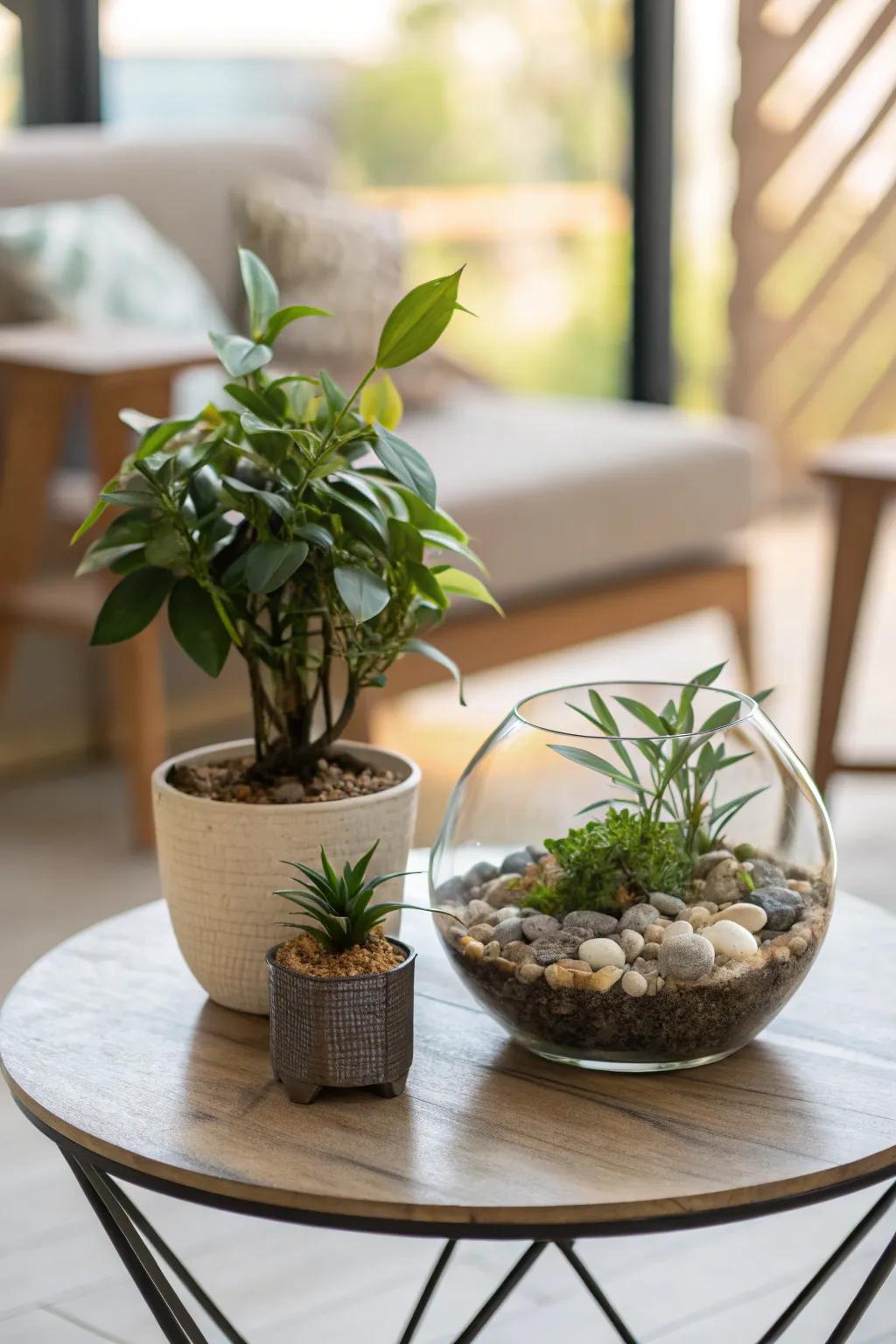 Greenery welcomes a dash of outdoor charm inside.