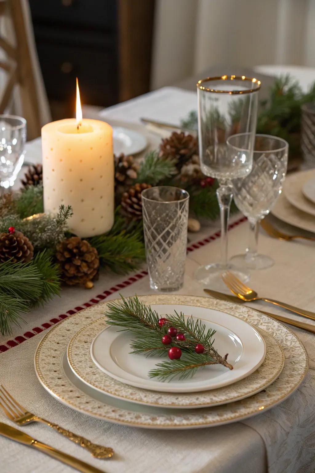 A dining layout prepared for a festive party.